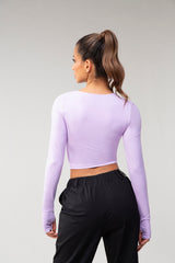 l/S Asymmetrical Neck Top, w/thumbholes - Mauve