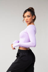 l/S Asymmetrical Neck Top, w/thumbholes - Mauve