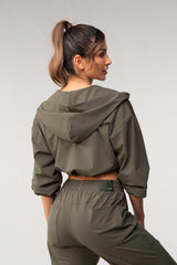 Serenity Crop Hoodie - Dark Olive