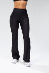 High-Waisted  Flare Leggings - Black