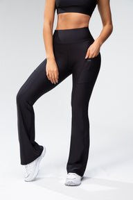 High-Waisted  Flare Leggings - Black