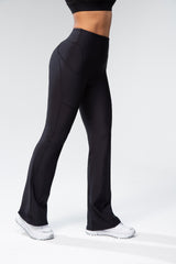 High-Waisted  Flare Leggings - Black