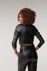 High-Waisted Vegan Leather Pants - Black