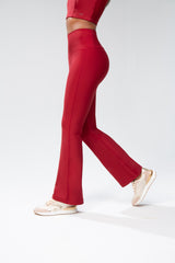 Power High-Waisted Flared Leggings - Biking Red