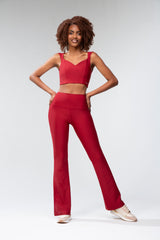 Power High-Waisted Flared Leggings - Biking Red