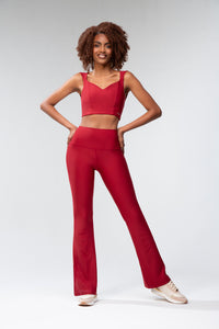 Power High-Waisted Flared Leggings - Biking Red