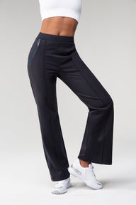 Wide-leg pintuck sweatpants - Black