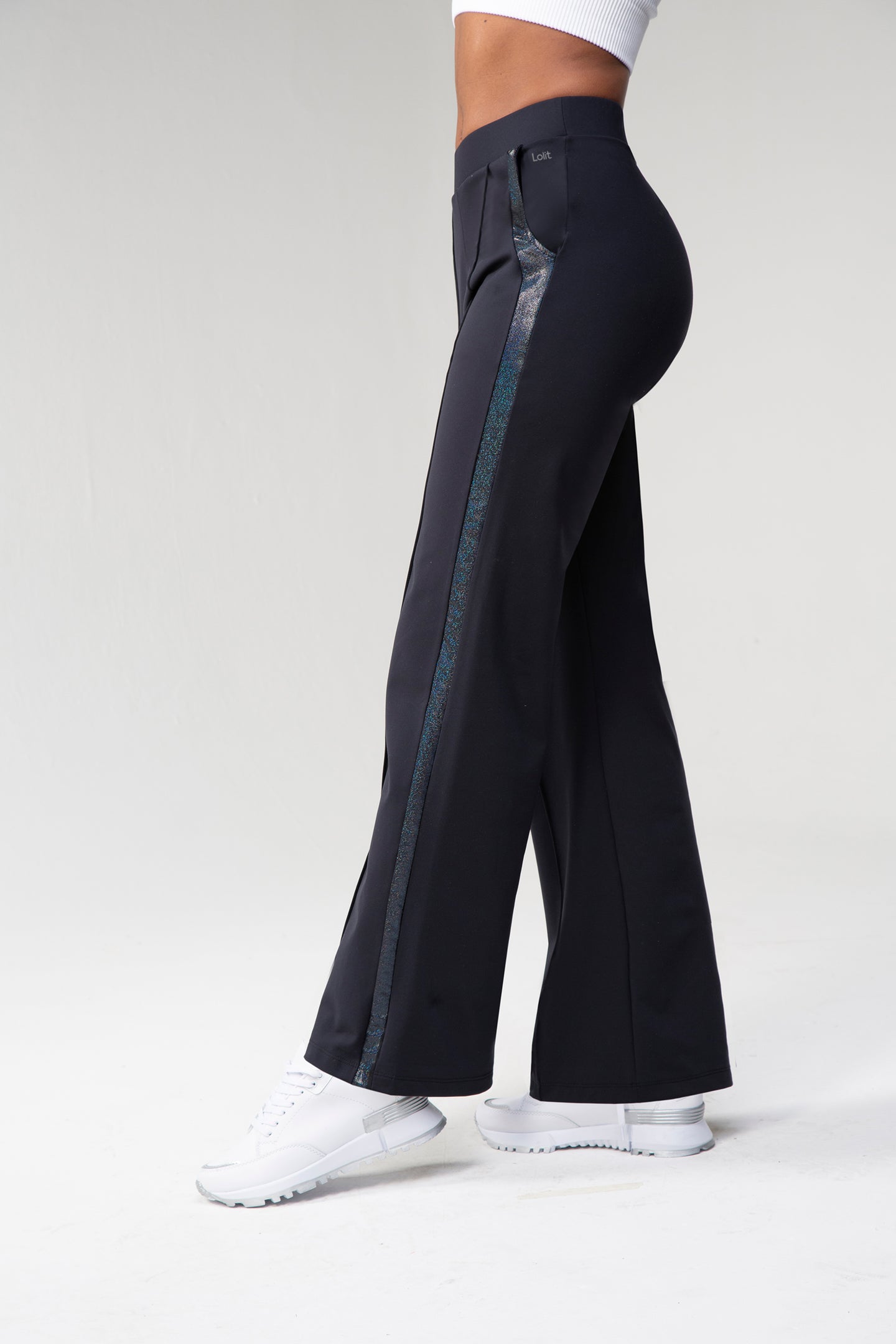 Wide-leg pintuck sweatpants - Black