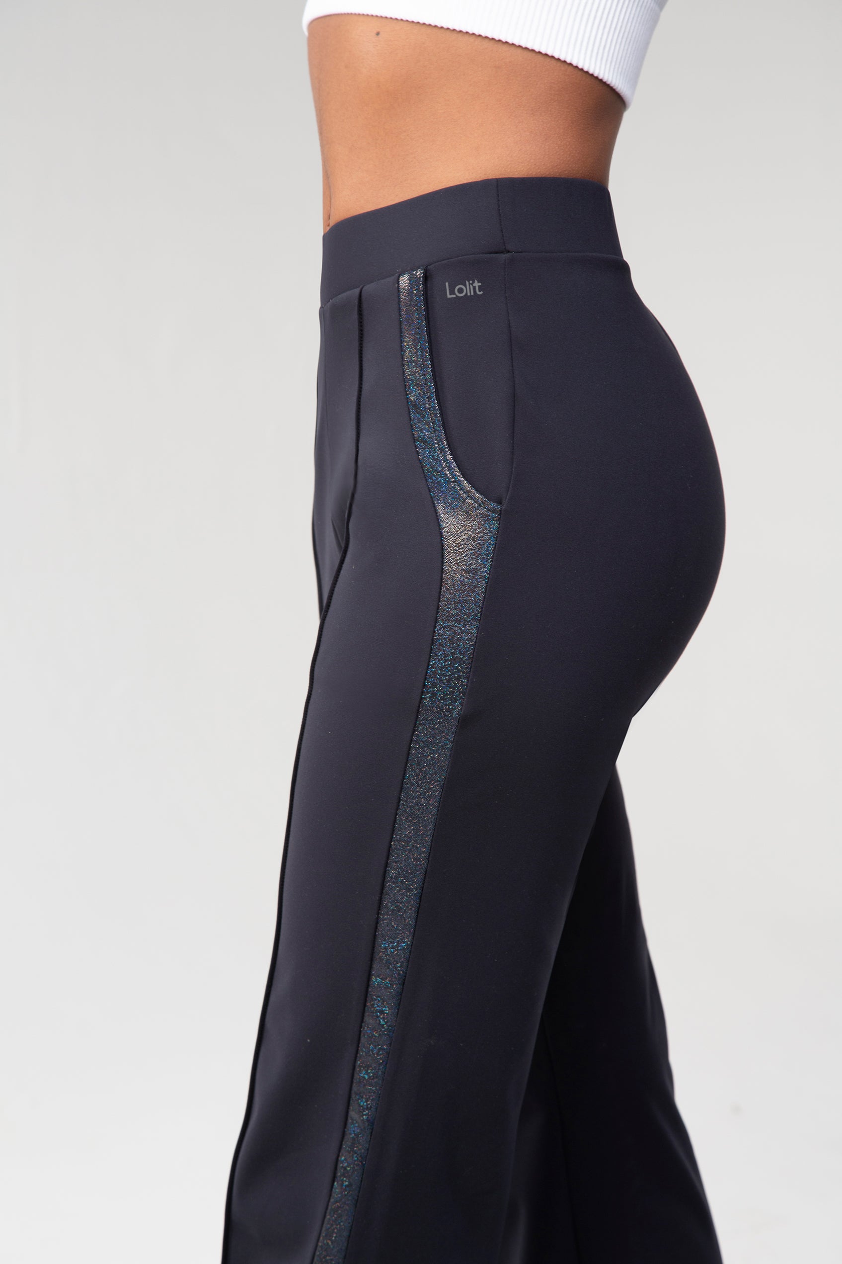 Wide-leg pintuck sweatpants - Black