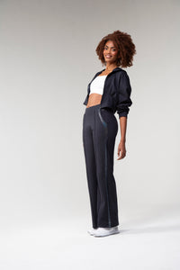 Wide-leg pintuck sweatpants - Black