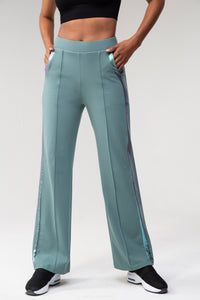 Wide-leg pintuck sweatpants - Moonstone