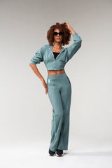 Wide-leg pintuck sweatpants - Moonstone