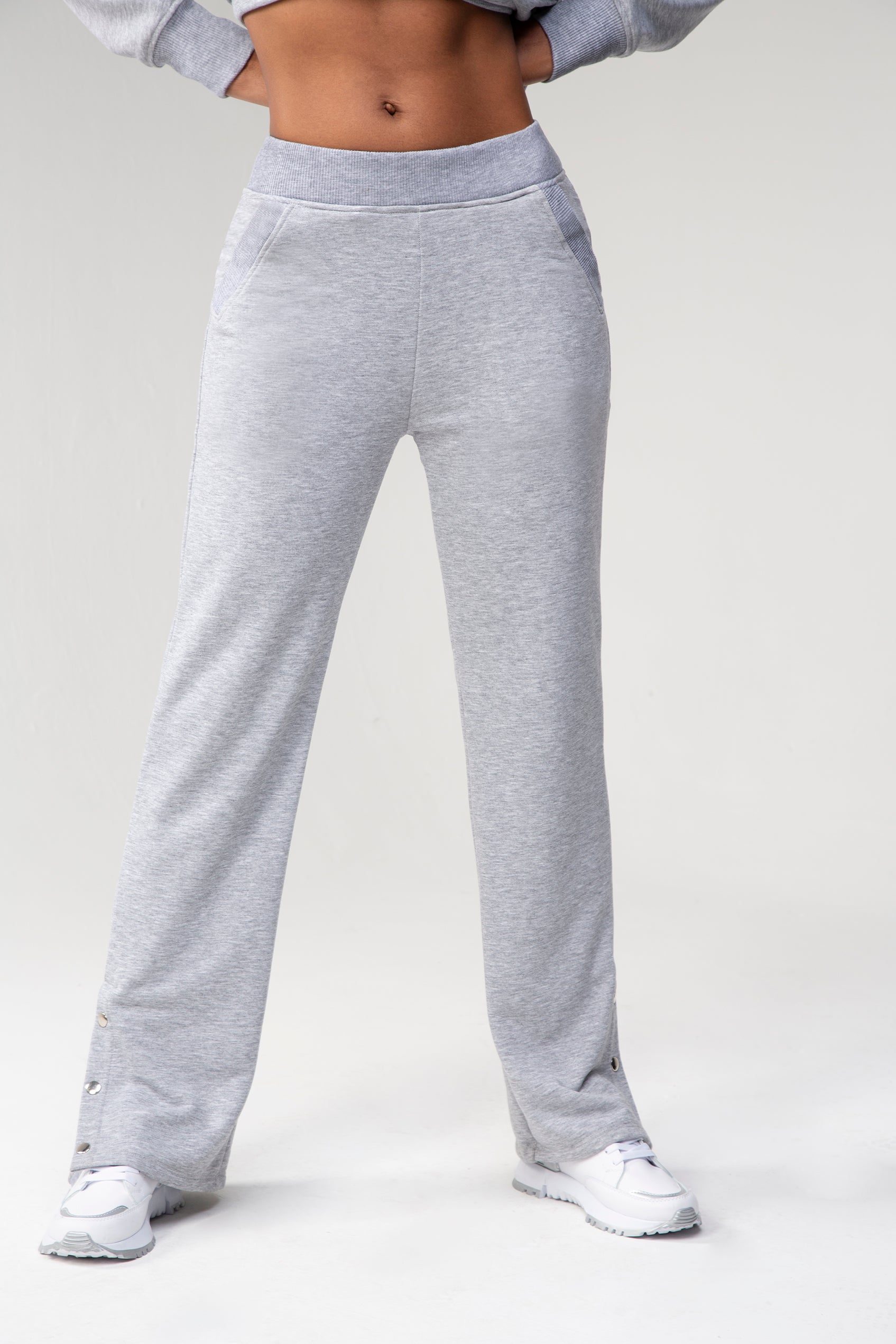 Heather grey sweatpants with snaps - Heather Grey