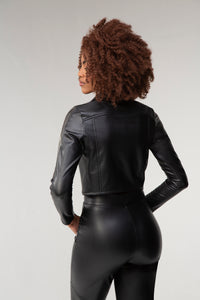 Vegan Leather Contour Jacket - Black