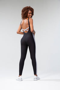 Open Back Onesie - Black And Lilac Grey