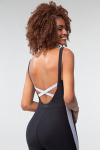 Open Back Onesie - Black And Lilac Grey